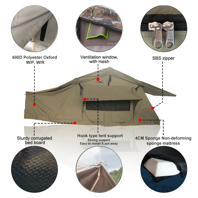 Roof Top Tent Annex Room - With Annex Room Waterproof 4x4 1-2
